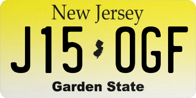 NJ license plate J15OGF