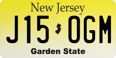 NJ license plate J15OGM