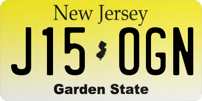 NJ license plate J15OGN