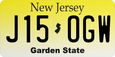 NJ license plate J15OGW