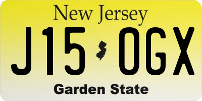 NJ license plate J15OGX