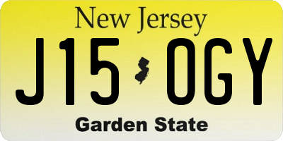 NJ license plate J15OGY