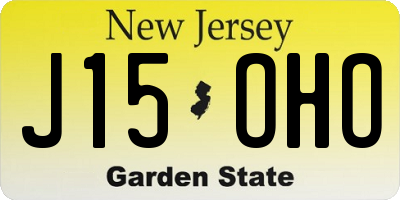 NJ license plate J15OHO