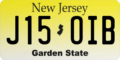 NJ license plate J15OIB