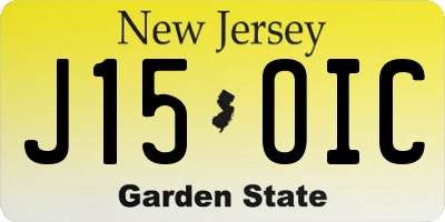 NJ license plate J15OIC