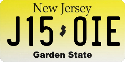 NJ license plate J15OIE