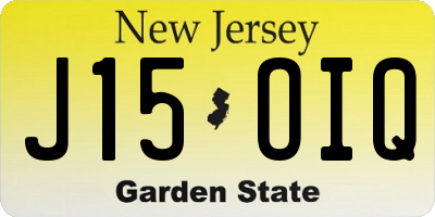 NJ license plate J15OIQ