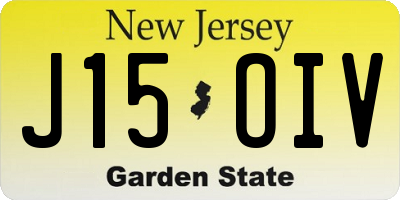 NJ license plate J15OIV