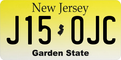 NJ license plate J15OJC