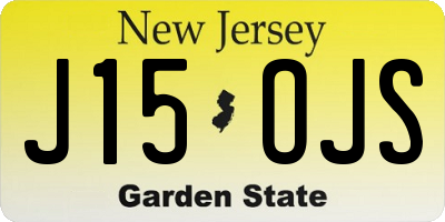 NJ license plate J15OJS