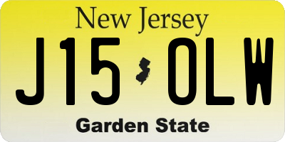 NJ license plate J15OLW