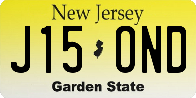 NJ license plate J15OND