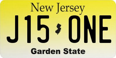 NJ license plate J15ONE
