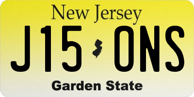NJ license plate J15ONS