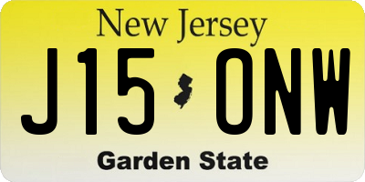 NJ license plate J15ONW
