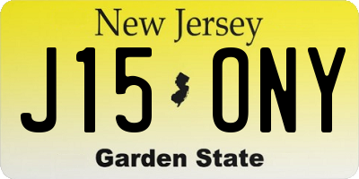 NJ license plate J15ONY