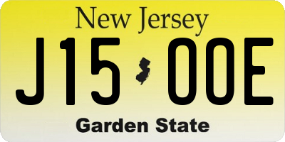 NJ license plate J15OOE