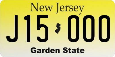 NJ license plate J15OOO