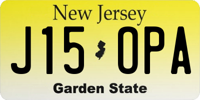 NJ license plate J15OPA