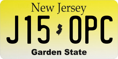 NJ license plate J15OPC