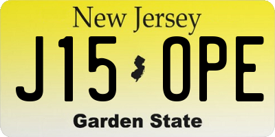 NJ license plate J15OPE
