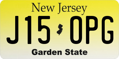 NJ license plate J15OPG