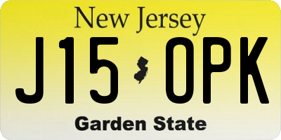 NJ license plate J15OPK