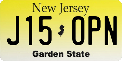 NJ license plate J15OPN