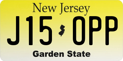 NJ license plate J15OPP