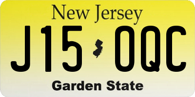 NJ license plate J15OQC