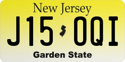 NJ license plate J15OQI