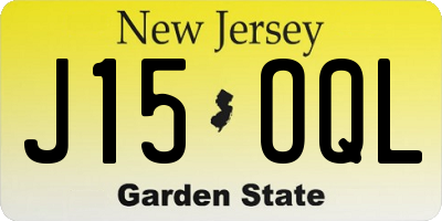 NJ license plate J15OQL