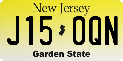 NJ license plate J15OQN