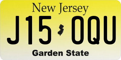 NJ license plate J15OQU
