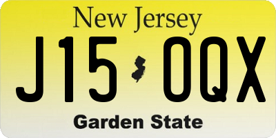 NJ license plate J15OQX