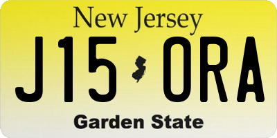 NJ license plate J15ORA