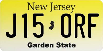 NJ license plate J15ORF