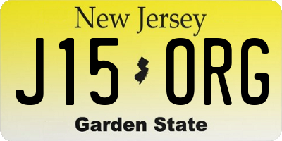 NJ license plate J15ORG