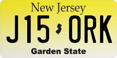 NJ license plate J15ORK