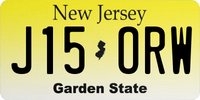 NJ license plate J15ORW