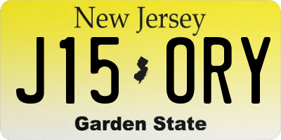 NJ license plate J15ORY