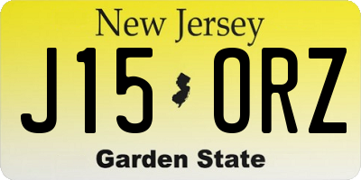NJ license plate J15ORZ