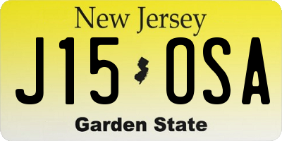 NJ license plate J15OSA