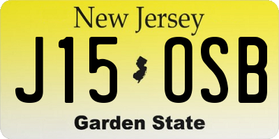 NJ license plate J15OSB