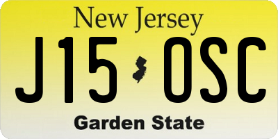 NJ license plate J15OSC