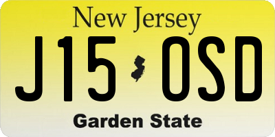 NJ license plate J15OSD
