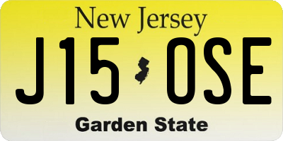 NJ license plate J15OSE