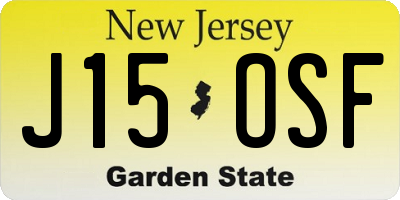 NJ license plate J15OSF