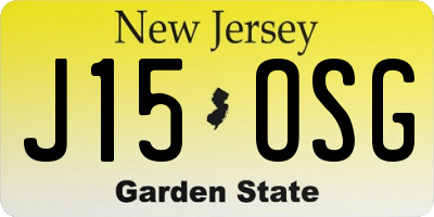 NJ license plate J15OSG