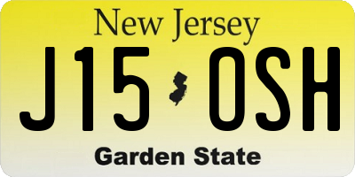 NJ license plate J15OSH